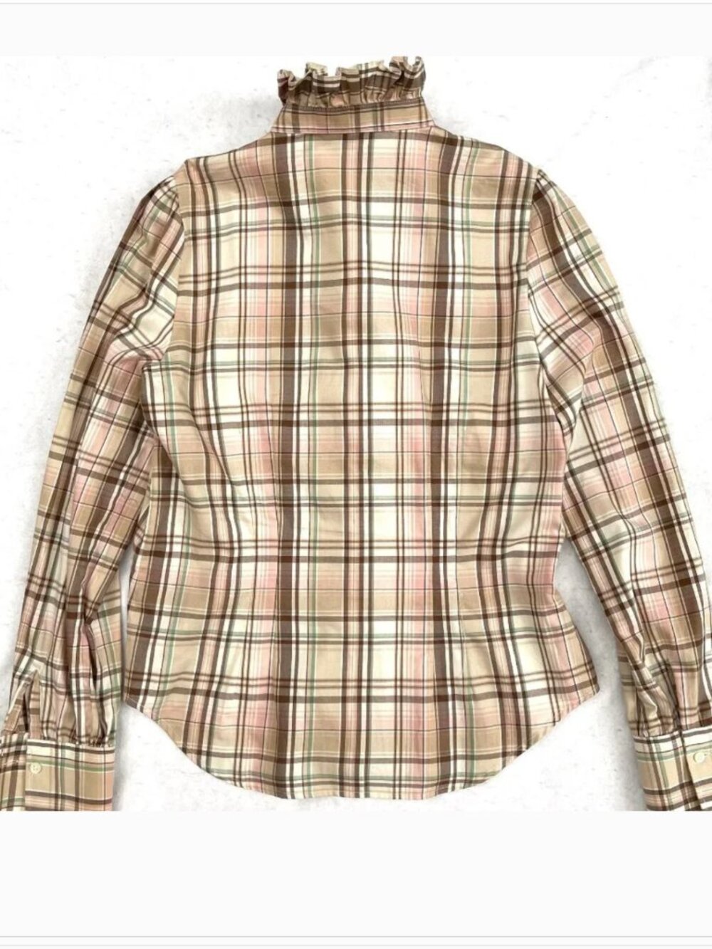 NWT RL Ruffled Plaid button down Ruffled fitted Shirt MP - Picture 6 of 12